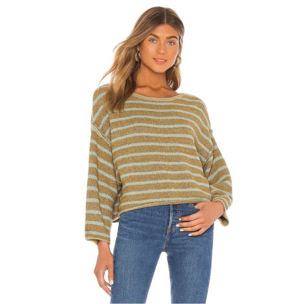 Free people Bardot oversized striped sweater